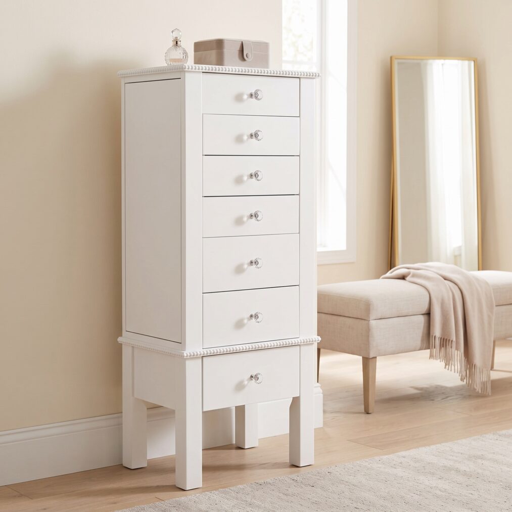 Hannah Jewelry Armoire ~ Crisp White