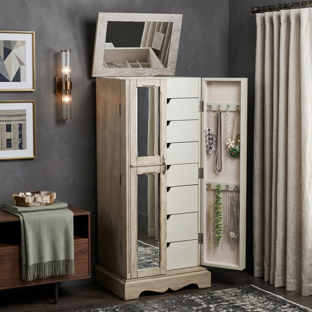 Chelsea Jewelry Armoire ~ Taupe Mist