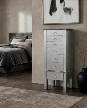 Hannah Jewelry Armoire ~ Silver Leaf