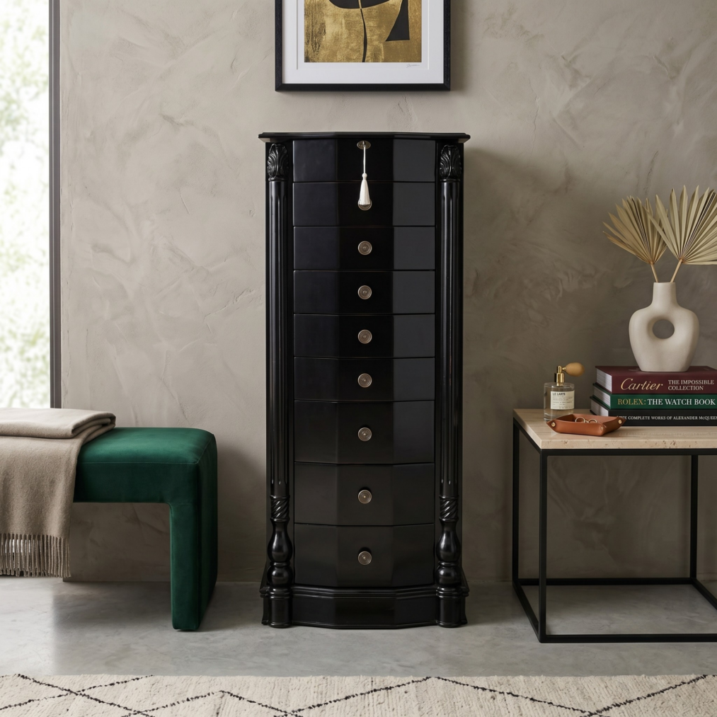 Florence Jewelry Armoire ~ Antiqued Black