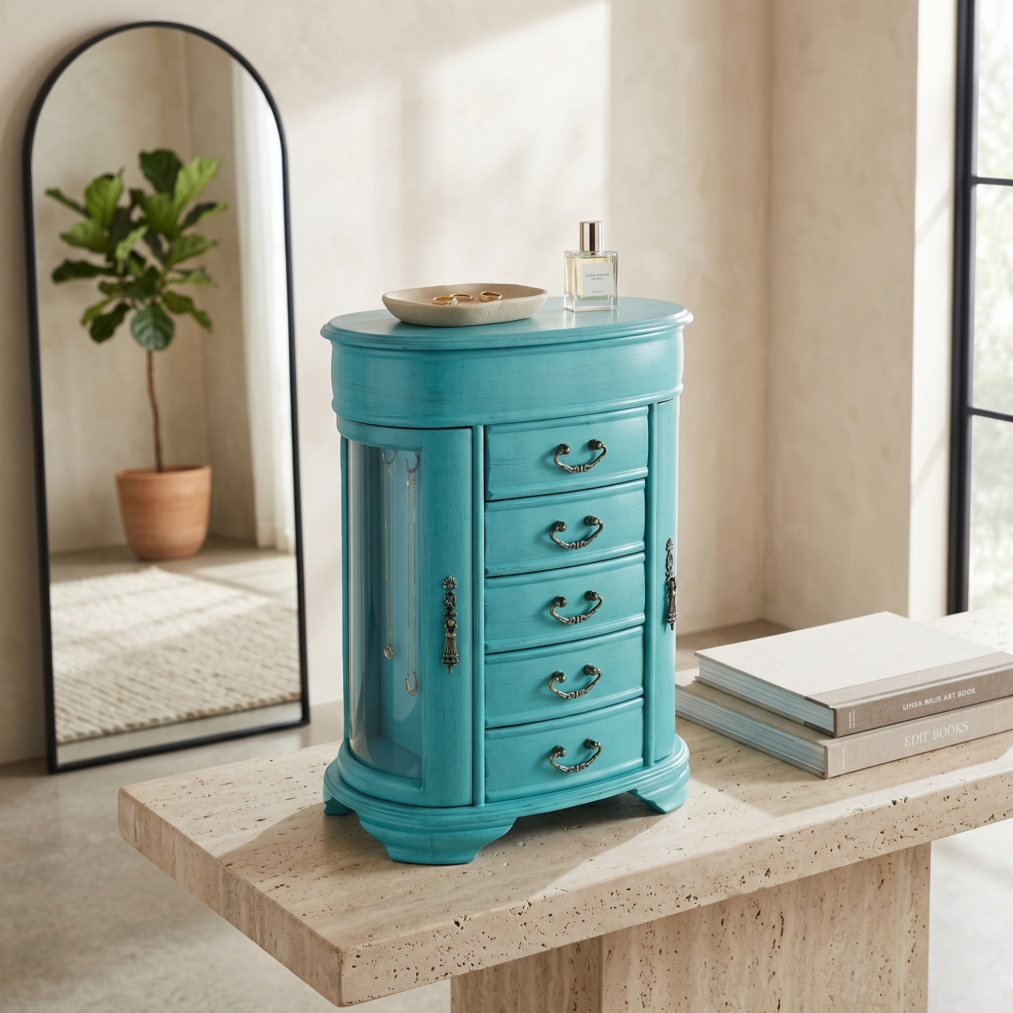 Daphne Wood Jewelry Box ~ Turquoise