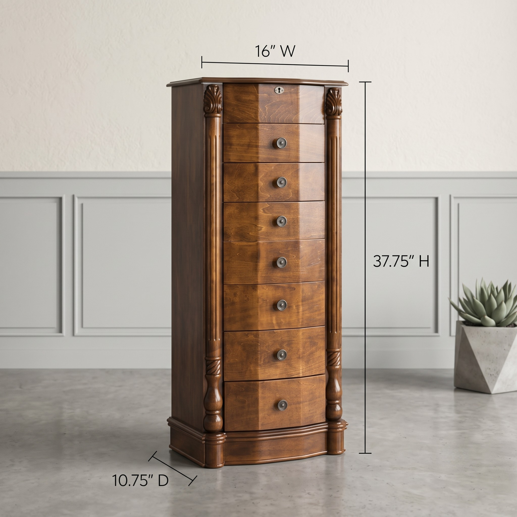 Antoinette Jewelry Armoire ~ Rich Walnut - Hives And Honey
