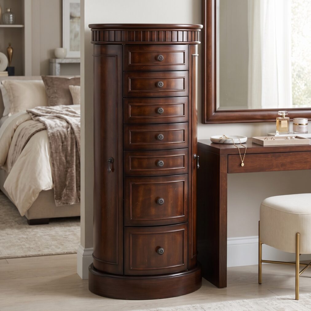 Sabrina Jewelry Armoire ~ Antique Walnut