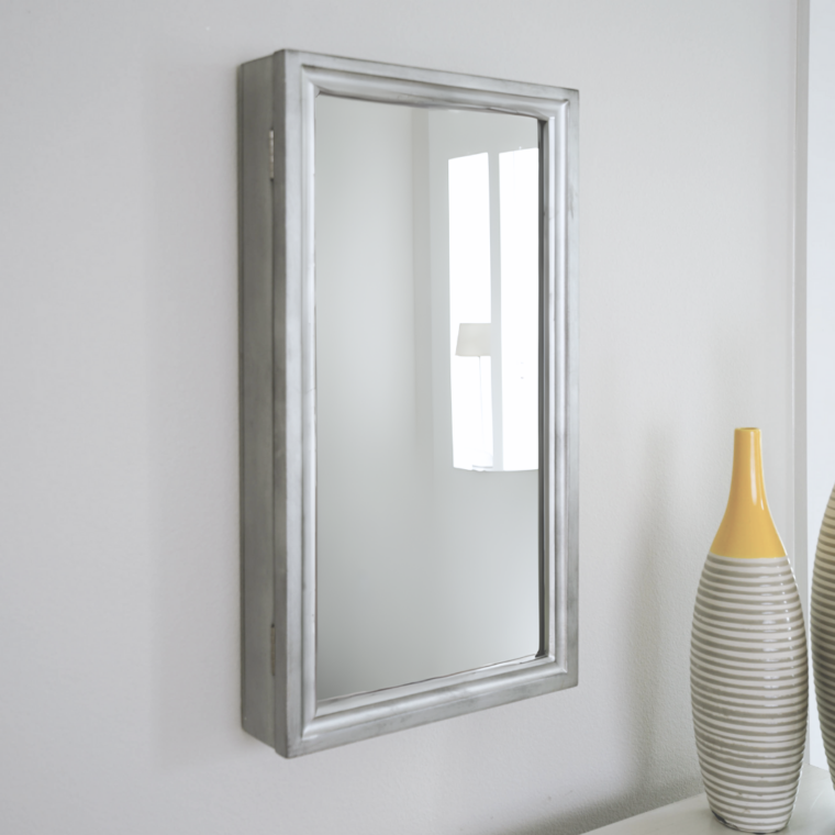 Nicolette Jewelry Storage Mirror ~ Silver