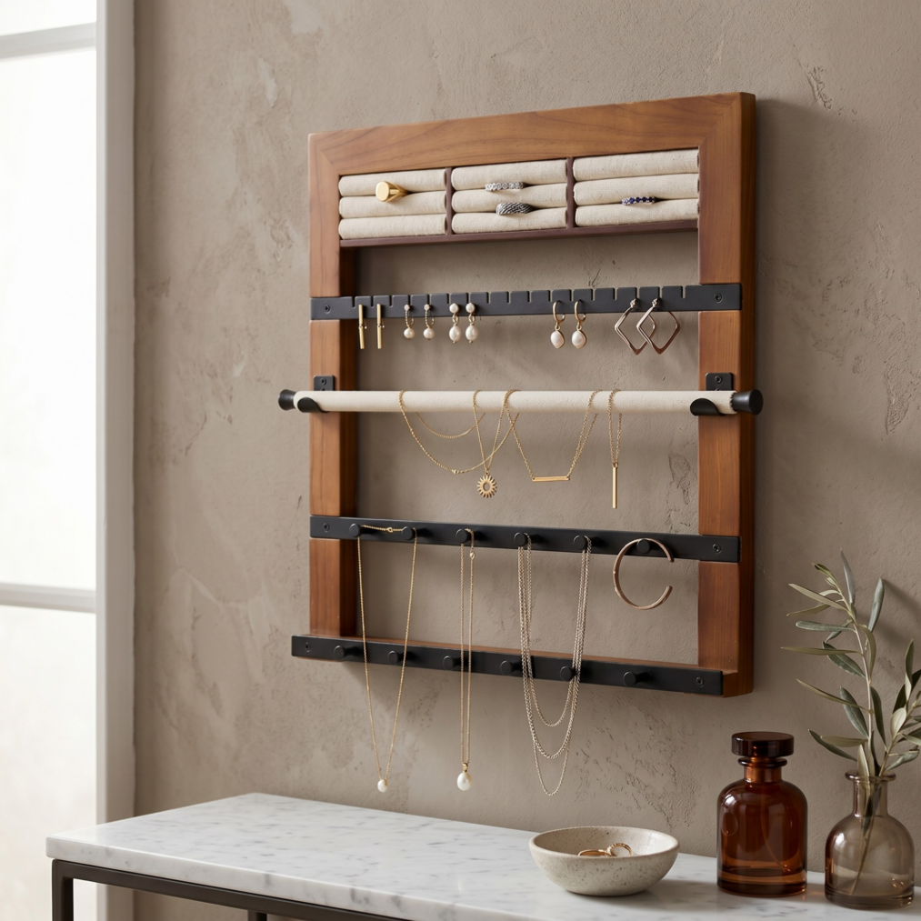 Tori Hanging Jewelry Display Organizer ~ Walnut