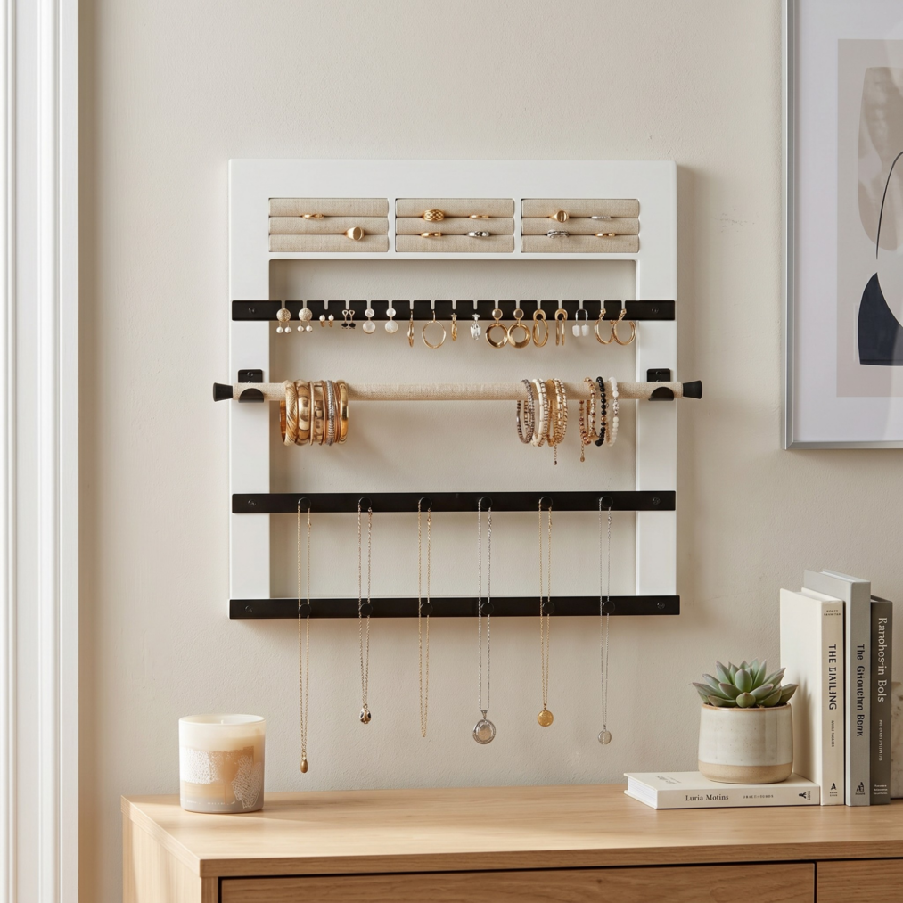 Tori Hanging Jewelry Display Organizer ~ White
