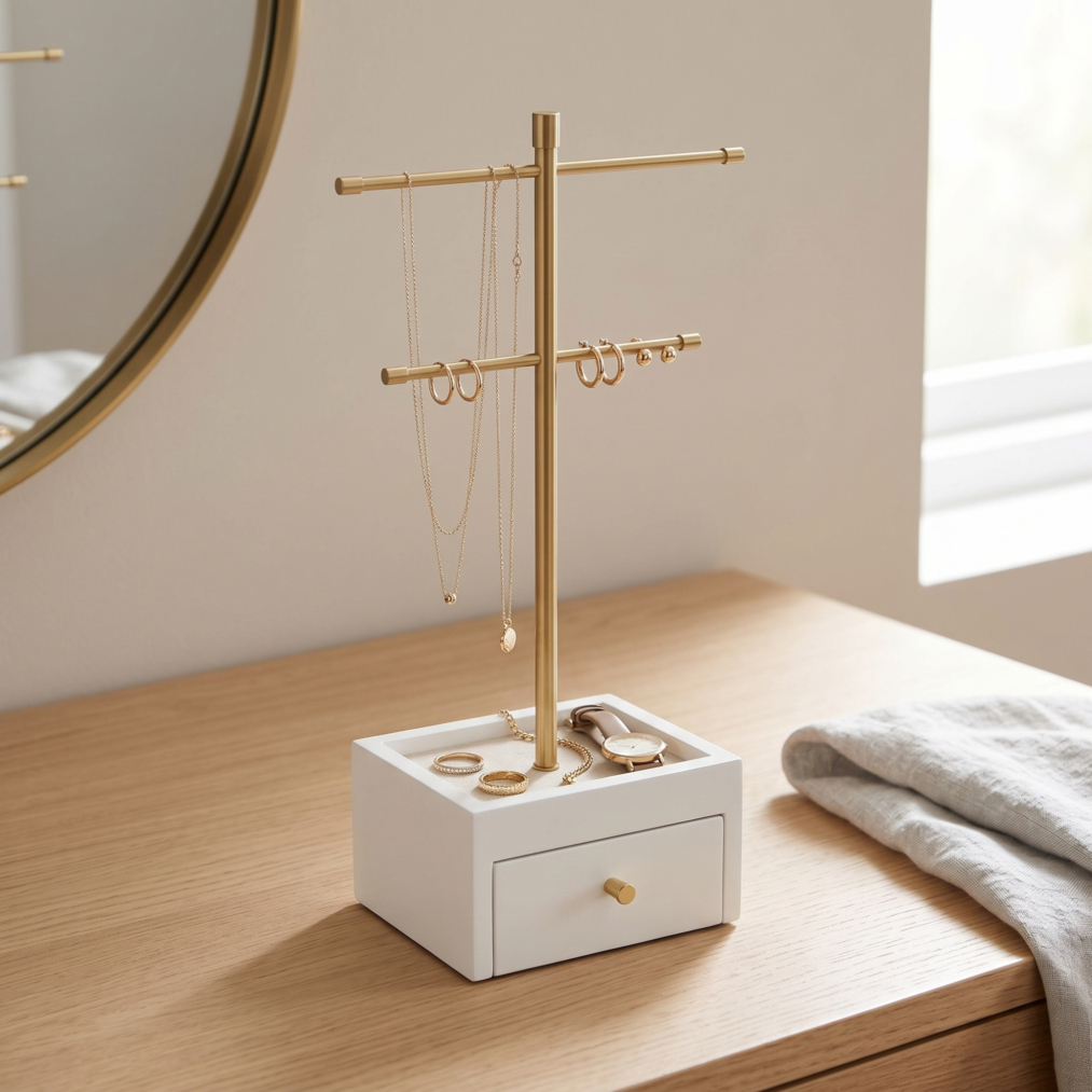 Katie T-Bar Jewelry Stand - White