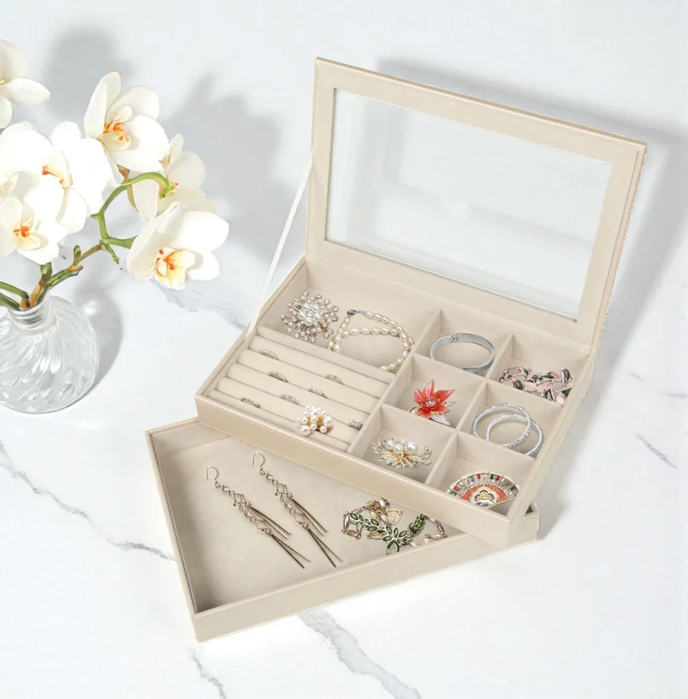 Jaclyn Stackable Jewelry Trays, Gold