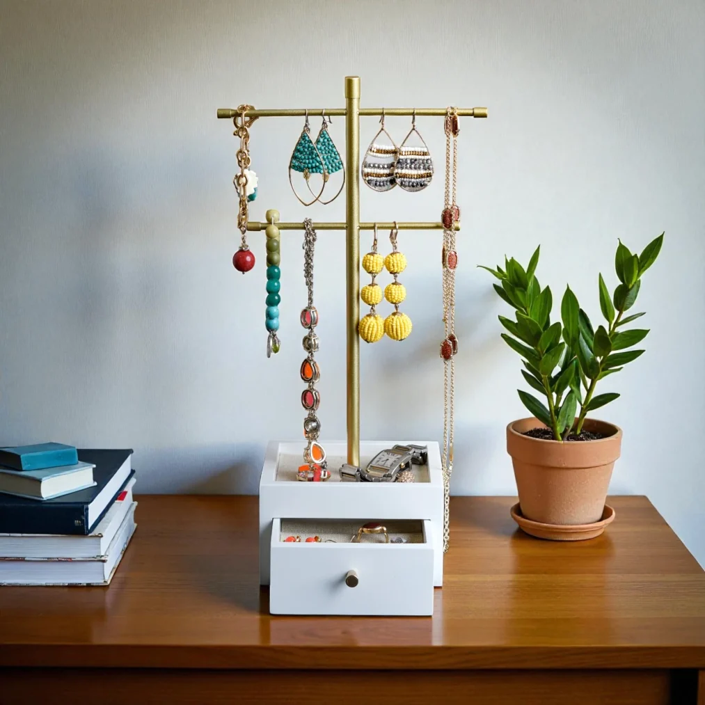 Katie T-Bar Jewelry Stand - White