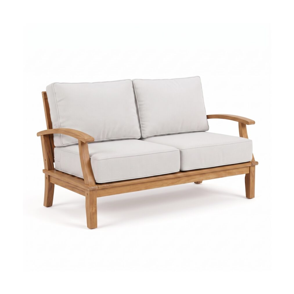 Pavilion 57-Inch Teak Sofa, White