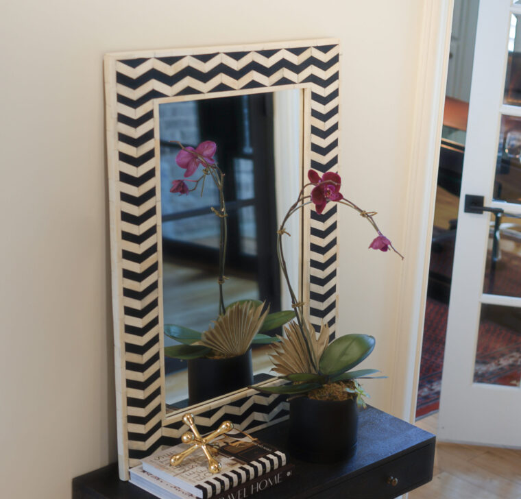 Posh Pollen Mila Rectangle Chevron Bone Wall Mirror