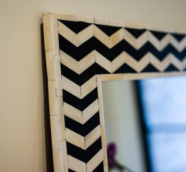 Posh Pollen Mila Rectangle Chevron Bone Wall Mirror