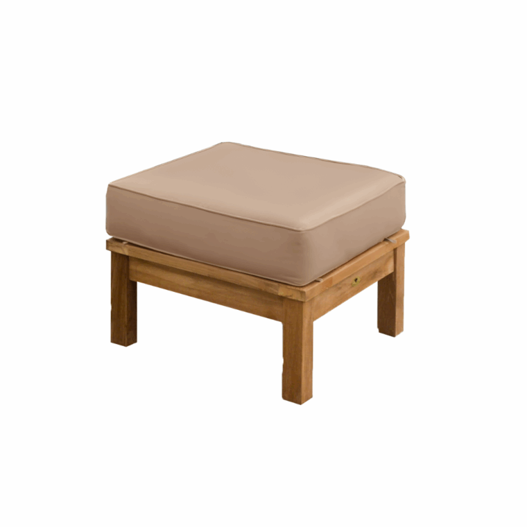 Pavilion Teak Ottoman, Tan