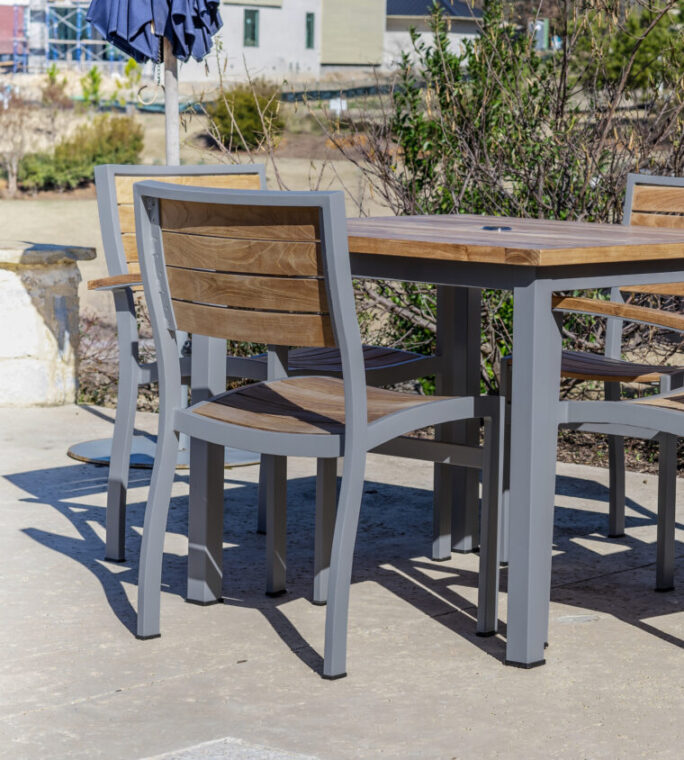 Catalina Teak Stacking Armless Dining Chair, Grey (Set of 2)