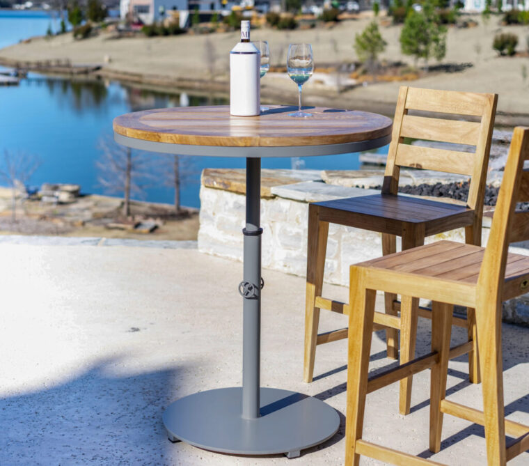 Catalina Teak Adjustable Bar Table, Gray