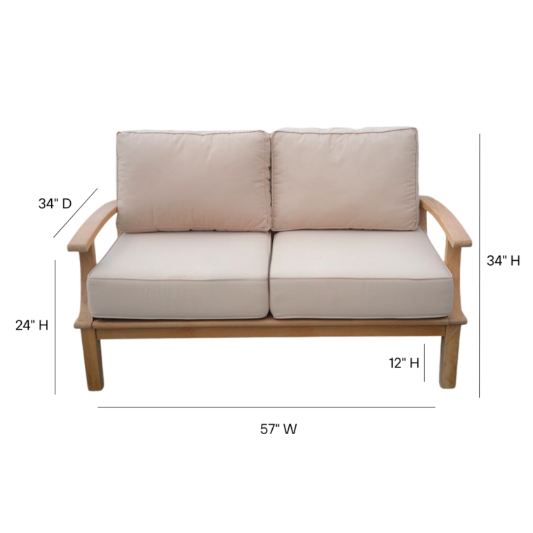 Pavilion 57-Inch Teak Sofa, Tan