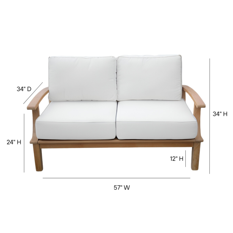 Pavilion 57-Inch Teak Sofa, White