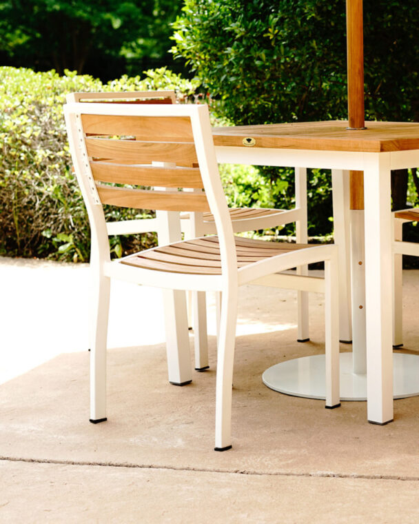 Catalina Teak Stacking Armless Dining Chair, White (Set of 2)