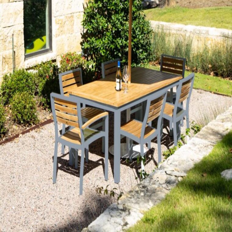 Catalina Teak Rectangle Dining Table, Grey