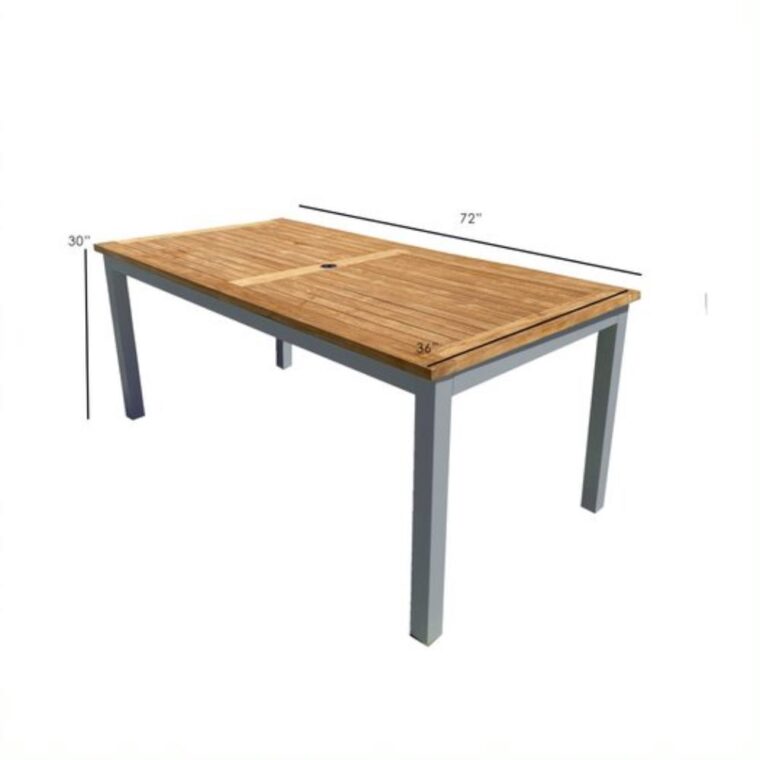 Catalina Teak Rectangle Dining Table, Grey