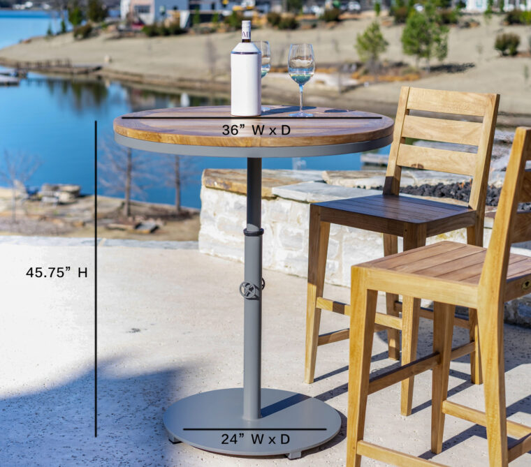 Catalina Teak Adjustable Bar Table, Gray