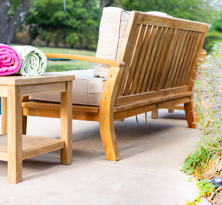 Pavilion 57-Inch Teak Sofa, Tan