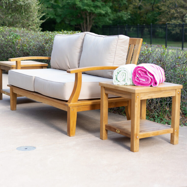 Pavilion 57-Inch Teak Sofa, Tan