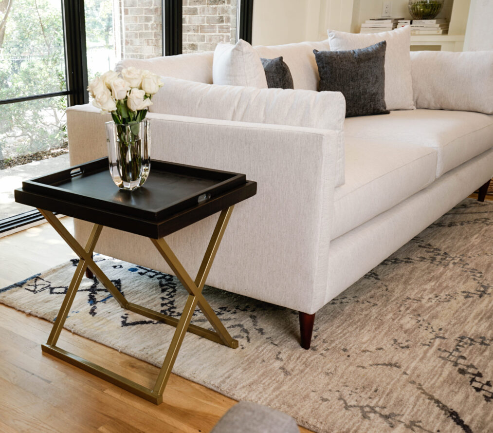 Black Accent End Table with Gold Base