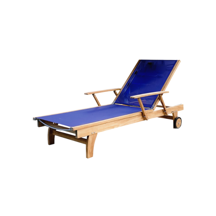 Cayman Teak Chaise Lounger, Blue