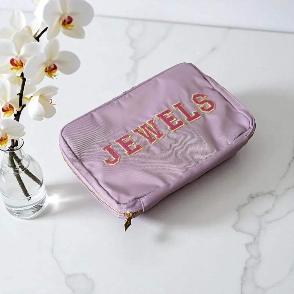 Bryn Embroidered Jewelry Travel Pouch ~ Purple