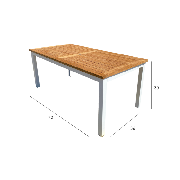 Catalina Teak Rectangle Dining Table, White