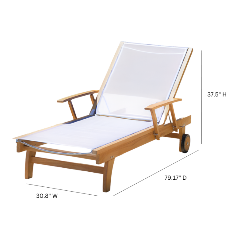 Cayman Teak Chaise Lounger, White