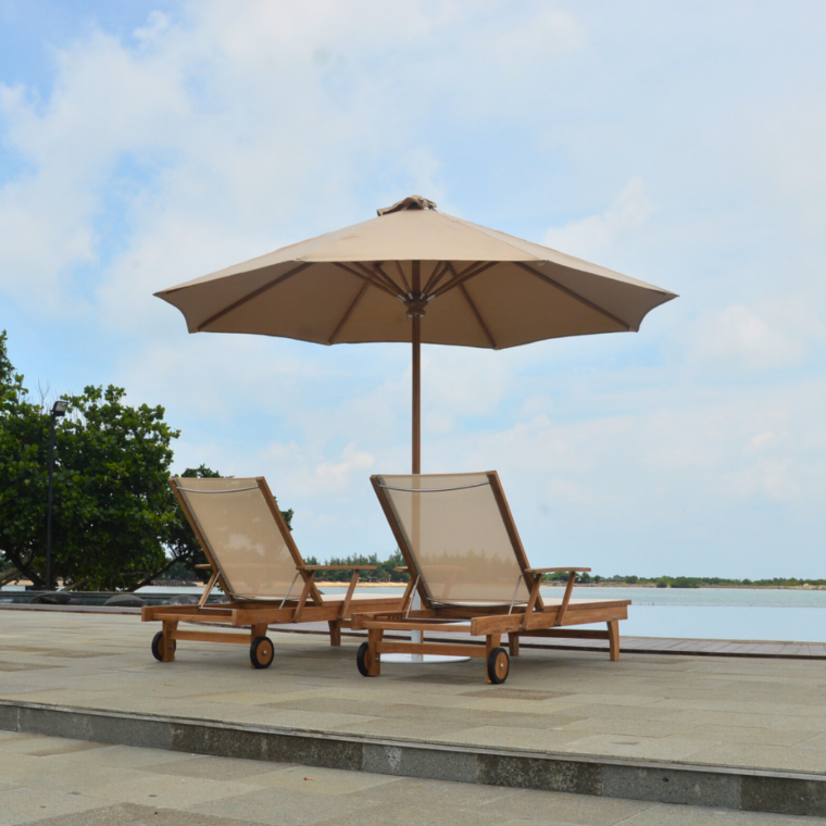 Cayman Teak Chaise Lounger, White