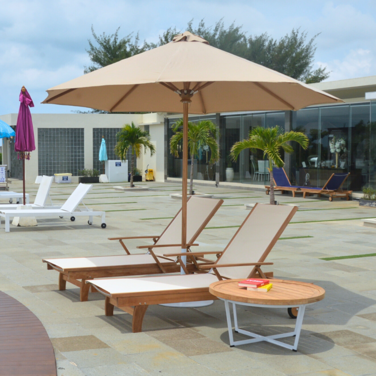 Cayman Teak Chaise Lounger, White
