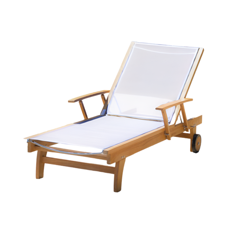 Cayman Teak Chaise Lounger, White
