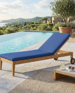 Clearwater Teak Sunbrella Chaise Lounger, Navy