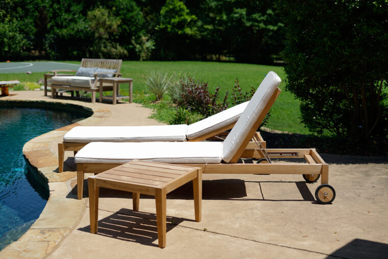 Clearwater Teak Sunbrella Chaise Lounger, White