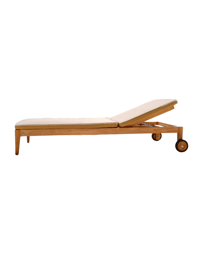 Clearwater Teak Sunbrella Chaise Lounger, Tan