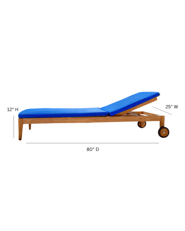 Clearwater Teak Sunbrella Chaise Lounger, Navy