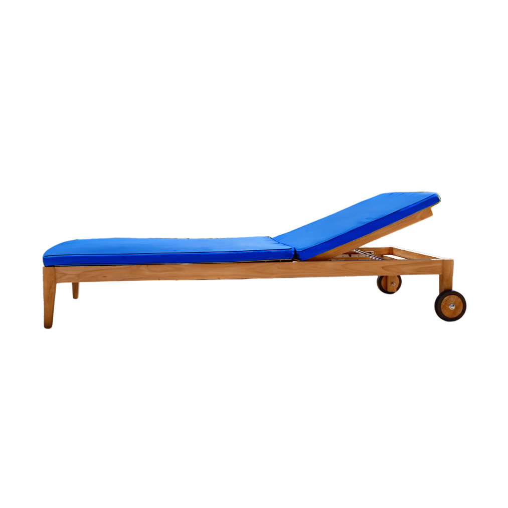 Clearwater Teak Sunbrella Chaise Lounger, Navy