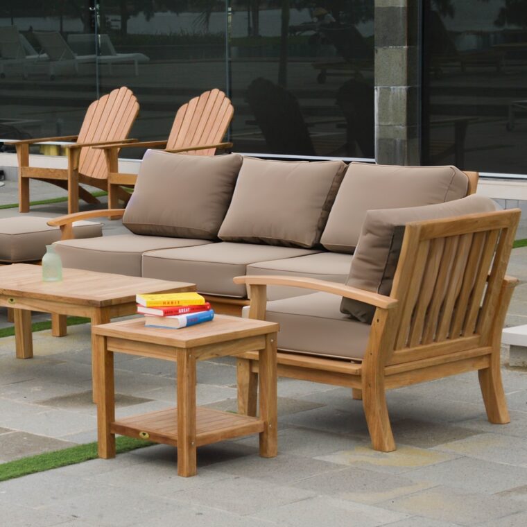 Pavilion 82-Inch Teak Sofa, Tan