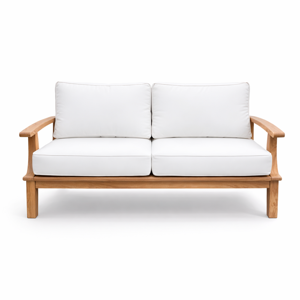 Pavilion 57-Inch Teak Sofa, White