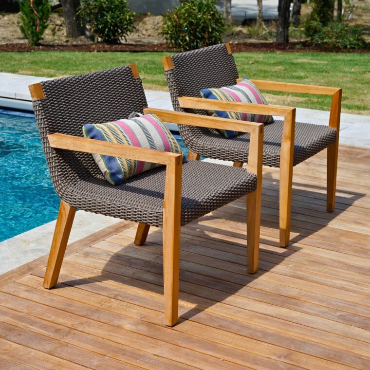 Glendale Teak and Wicker Lounge Chair
