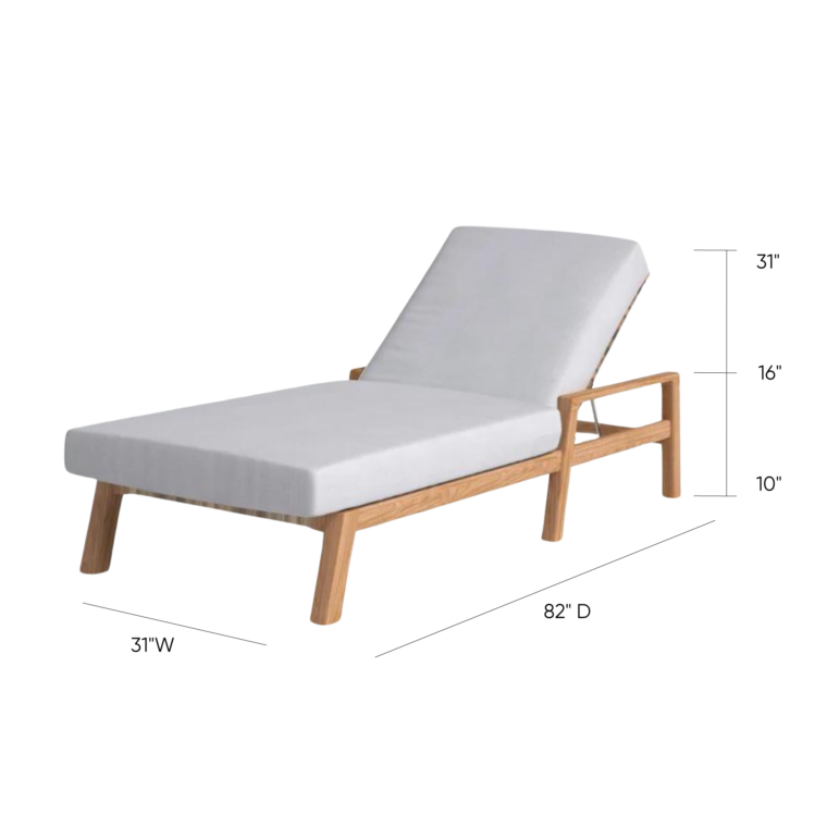 Maui Teak Outdoor Patio Chaise Lounger