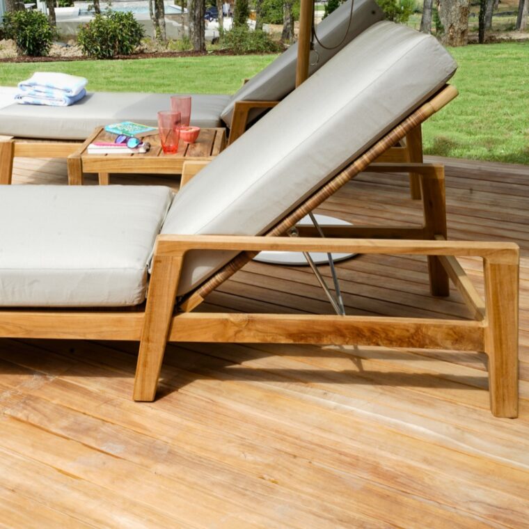 Maui Teak Outdoor Patio Chaise Lounger