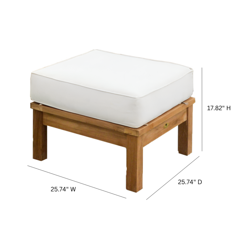Pavilion Teak Ottoman, White