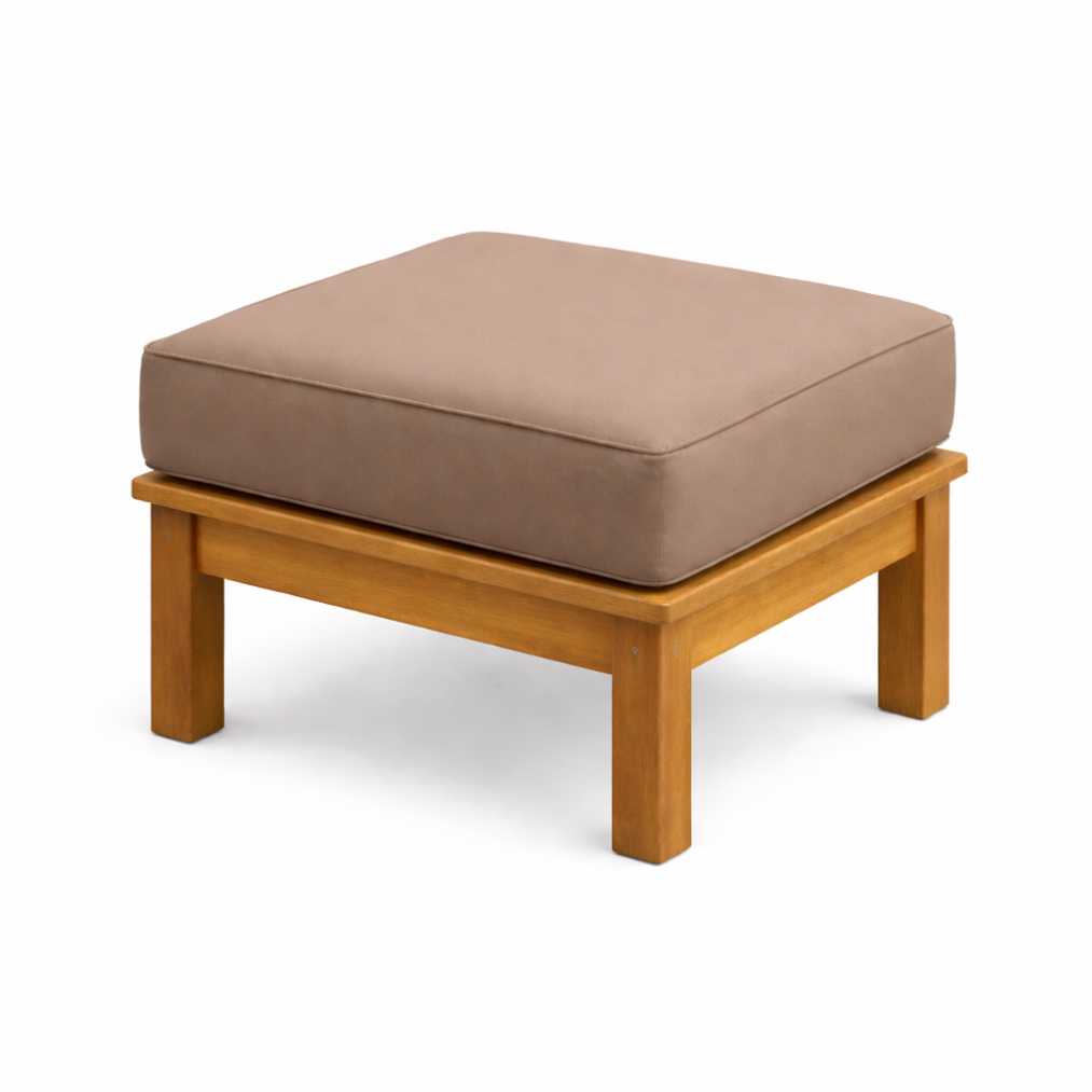 Pavilion Teak Ottoman, Tan