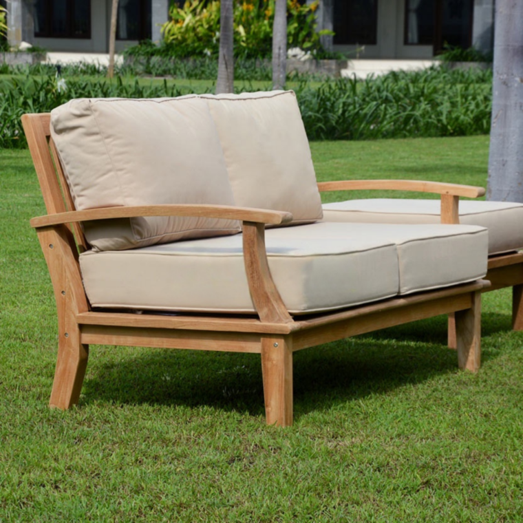 Pavilion 57-Inch Teak Sofa, Tan