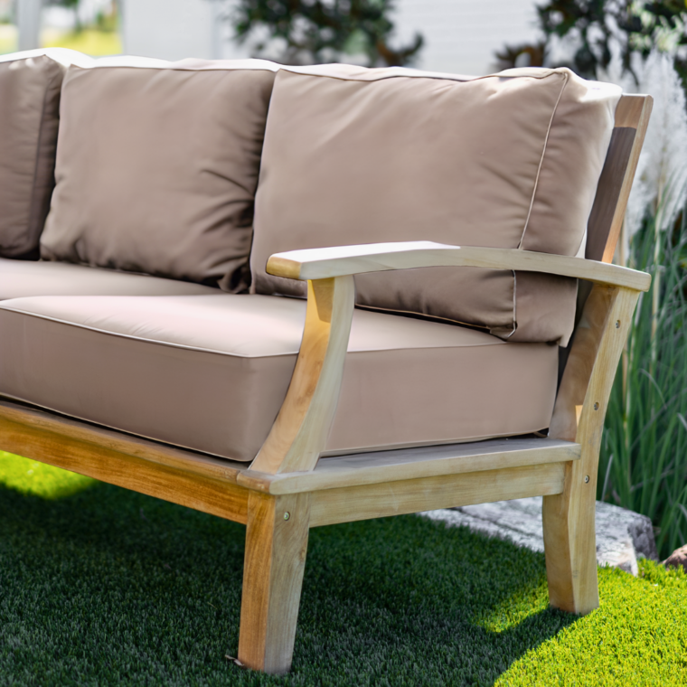 Pavilion 82-Inch Teak Sofa, Tan