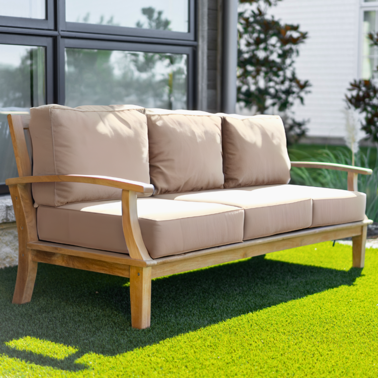 Pavilion 82-Inch Teak Sofa, Tan